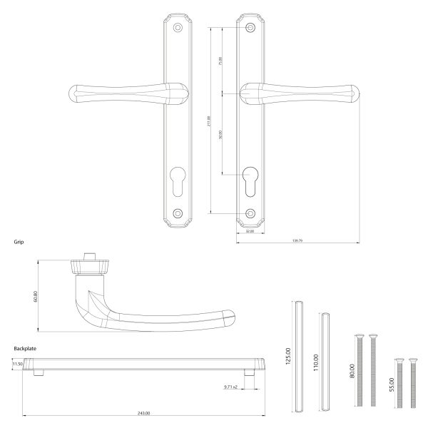 Fab&Fix | Heritage Sprung Inline Door Handle - Image 2